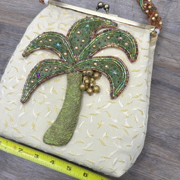 Mary Frances Tropical Palm Tree Beaded Handbag - Picture 2 of 6
